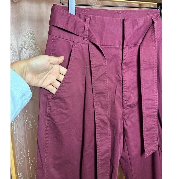 Polo Ralph Lauren High Waisted Wrap Belt Pants Burgundy Red Size 4 supreme Chino - Picture 9 of 15